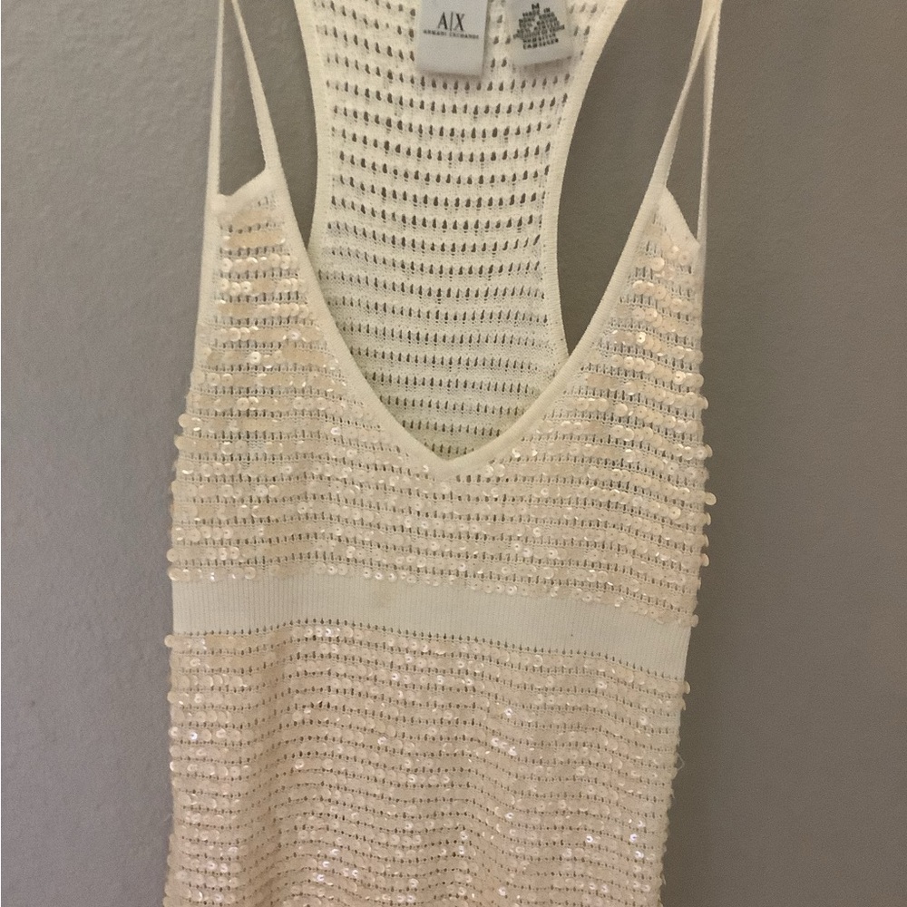 Like New!  Armani Exchange Cream Sequin Tank Top